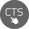 Harmaa ympyrä käsisymbolilla ja tekstillä CTS